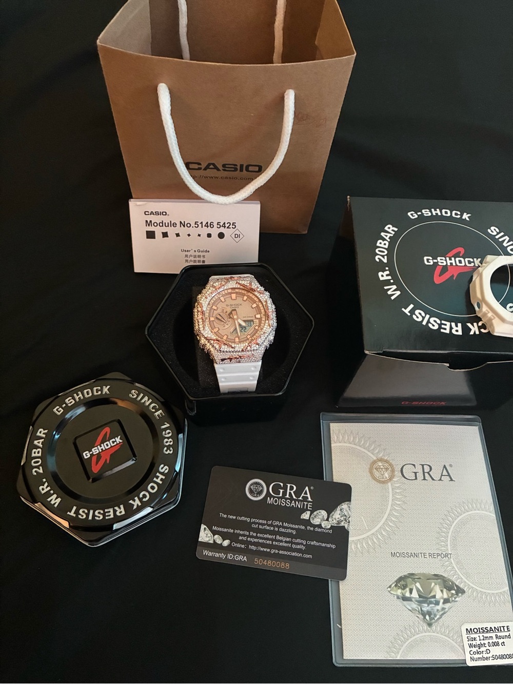 G shock watch with iced out AK47 bezel
